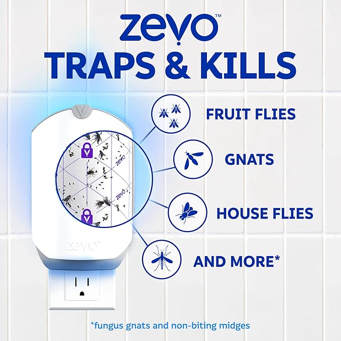 Zevo Flying Insect Trap Official Refill Cartridges - Fits Both Zevo Trap & MAX Indoor Fly Trap - Authentic Trap+Lock Technology to Catch Gnats, House & Fruit Flys (6 Official Refill Cartridges)