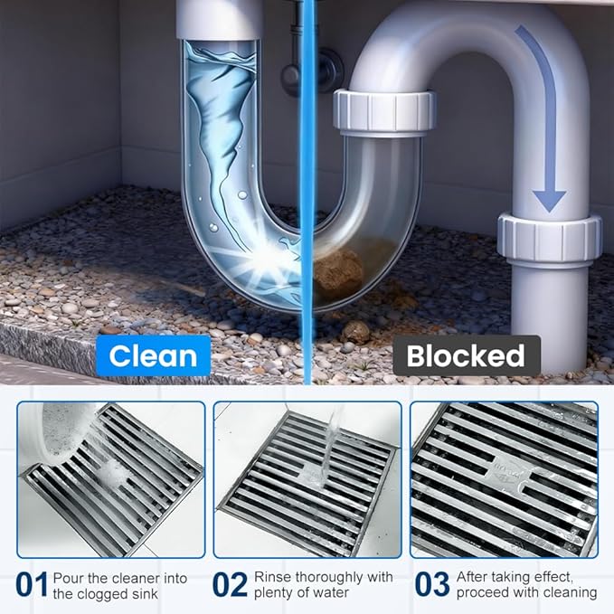 Sink and Drain Cleaner, Multi-functional Pipeline Dredging Agent, Sink Drain Cleaning Powder for Kitchen,Bathroom,Toilet,Pipe Maintenance (2)