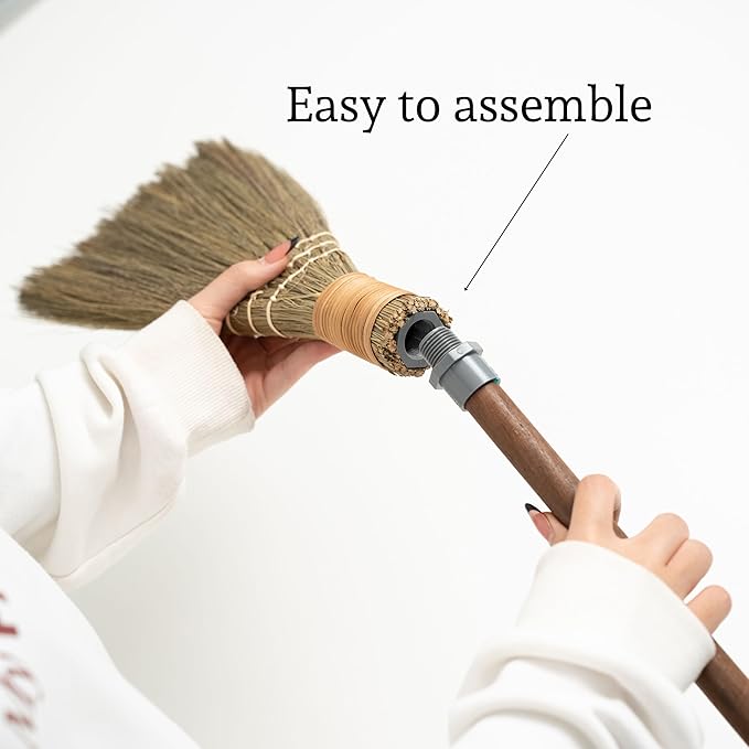 BMart Home Natural Whisk Sweeping Hand Handle Broom - Vietnamese Straw Soft Broom for Cleaning Dustpan Indoor-Outdoor, Sofa, Car Hood, Decoration Items - 9.84'' Width, 27.55" Length