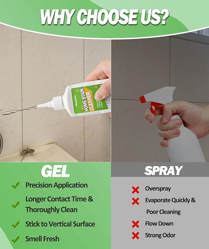 GleamGlee Home Remover Gel, Powerful Washing Machine Gasket Cleaner, Heavy Duty Cleaning Solution for Washing Machine, Refrigerator Strips, Bathroom Grout, Tiles, Sink, Shower - 5 Fl.Oz