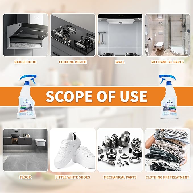 Kitchen Cleaner,All Purpose Cleaner, Heavy Duty Degreaser Cleaner, Remove Stains Cleaning Spray, Multi Purpose Cleaner Spray Removes Grease, Grime, And Stains On Bathrooms, Floors, and More (1pcs)
