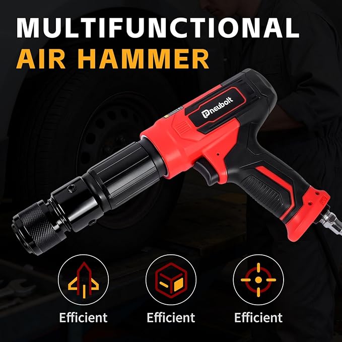 Air Hammer Kit with 4-Piece Chisel Set & Case, 2500 BPM Pneumatic Hammer Set for Automotive Repair, Metal Working, Rust Removal & Home Garage