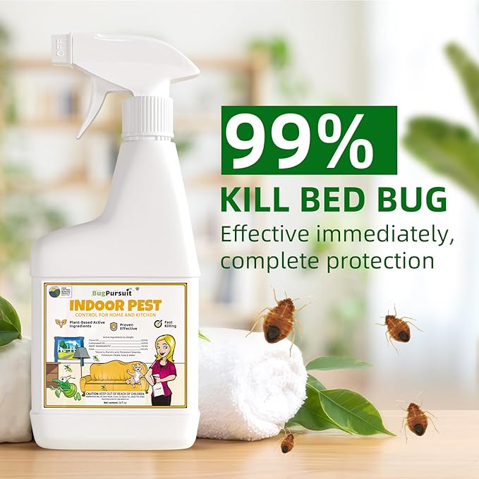Bed Bug Spray 24 Oz, Carpet Beetle Killer, Indoor & Outdoor Bug Control for Mite, Ant, Spider and Flea, Plant Extract Based Non Toxic Bed Bug Killer, Child & Pet Safe