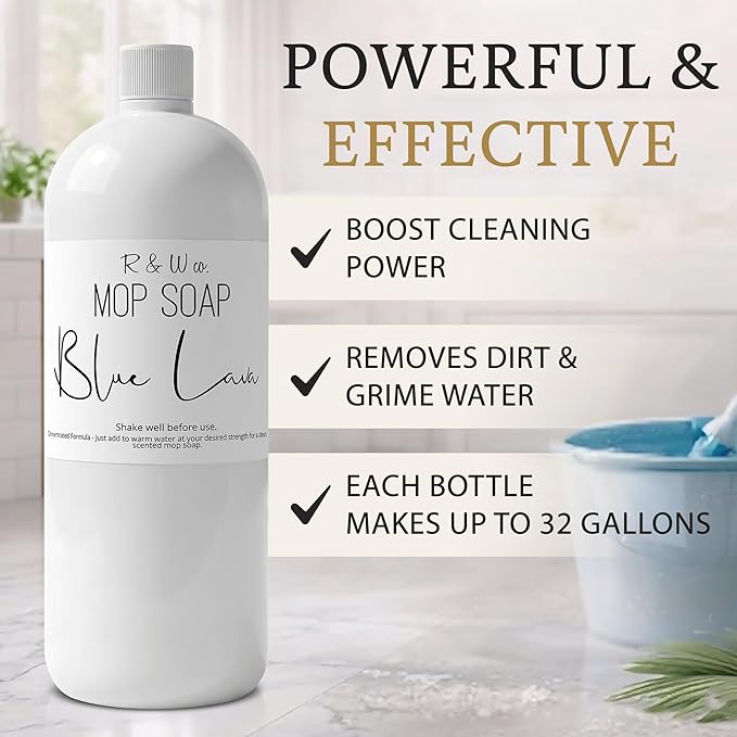 R&W Co. Original Mop Soap – Blue Lava Scent, 32 oz Premium Multi-Surface Floor Cleaner, Streak-Free Shine for Tile, Hardwood & Laminate Floors, Non-Toxic, Pet & Skin Safe Gentle Cleaning Formula