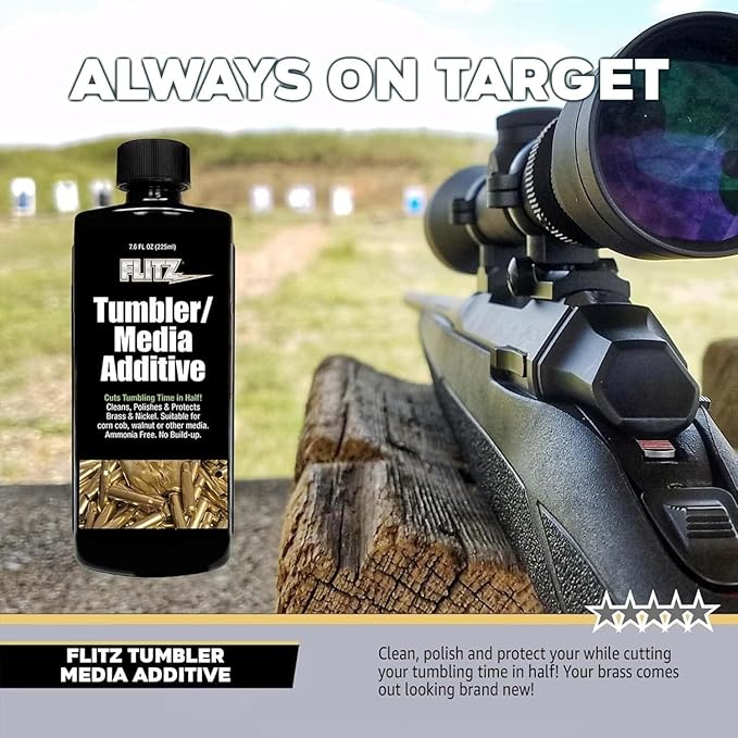 FLITZ Tumbler Media Additive - 1 Gallon Bottle of USA-Made Brass Cleaner Reloading Liquid for Ammo, Copper, & All Metals - Ammonia-Free Tumbling Polish to Remove Oxidation, Powder Residue (1 Pack)