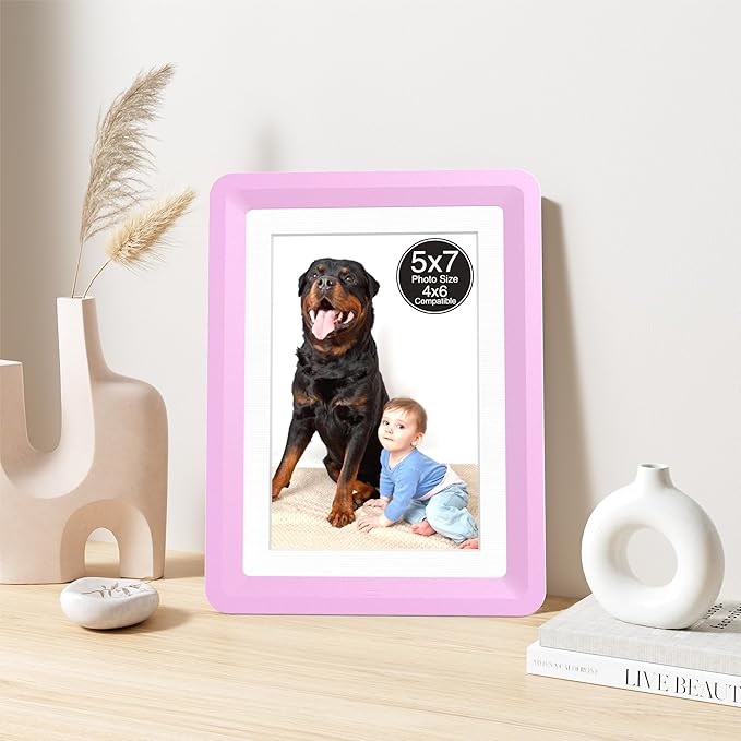 5x7 Picture Frame, Clear Acrylic Photo Frame with White Mat for 4x6 Photos, One-Piece Shatterproof Tool-Free Design, UV-Resistant Waterproof Tabletop Frame for Home Office Decor with 10-Year Warranty
