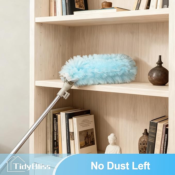 6 ft Extendable Dusters for Cleaning Compatible with Swiffer, Super Long Handle Dusting Wand Kit with 10 Refills, 360 Degree Heavy Duty Microfibers Dust Removing Tool for Ceiling Fan Wall