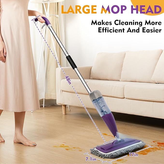 Microfiber Spray Mop for Floor Cleaning with Washable Pads, Dry Wet Floor Mops with with Sprayer and 27 oz Refillable Bottle,Reusable Dust Spray Mops for Hardwood Laminate Vinyl Tile Cleaning