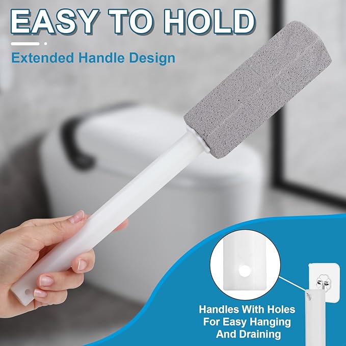 8 Packs Pumice Cleaning Stone with Extra Long Handle, Pumice Stone for Toilet Bowl Clean for Cleaning Toilets, Bathtubs, Grills, Swimming Pools, Sinks