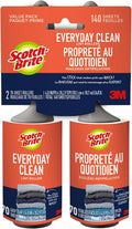 Scotch-Brite Everyday Clean Lint Roller, Lint Remover for Pet Hair, Dark Clothes, Furniture, and Dusty Surfaces, Picks Up Fur & Fluff in Your Home, Car, & Office, 2 Pack, 140 Adhesive Sheets Total