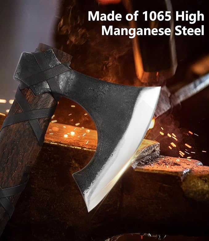 JXE JXO 31.5 Inch Axe, Splitting Axe 1065 High Manganese Steel, Hickory Handle with Leather Sheath