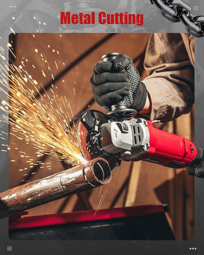 AVID POWER Angle Grinder 4-1/2 Inch 8.0 Amp 1000W Electric Grinder Tool 7-Variable-Speed Metal Grinder, 11,500 RPM, Paddle Switch with Lock-on Button, Cutting & Grinding Wheels and Side Handle - Red