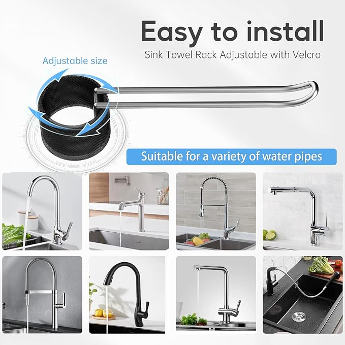 Stylish and Functional Dish Towel Holder - Keep Your Kitchen Rags and Dishcloths Neat and Within Reach with This Sink Dish Cloth Holder and Storage Rack! (1, silvery)