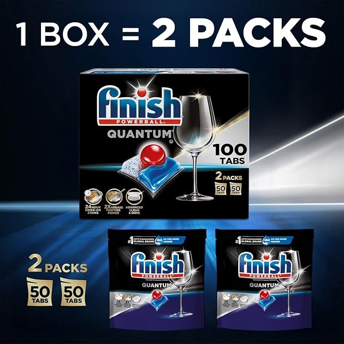 Finish Quantum Powerballs Dishwashing Detergent Gel Tabs 3.52 Lb, 100 Tabs