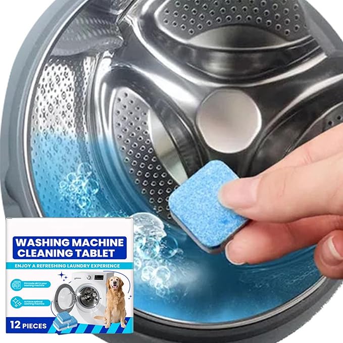 Eco-Friendly Washing Machine Cleaner, 12 Pack Washing Machine Deep Cleaner Tablets, Remove Stubborn Pet Hair, Septic Safe, Compatible with HE, Top & Front Load Washers (3PCS)
