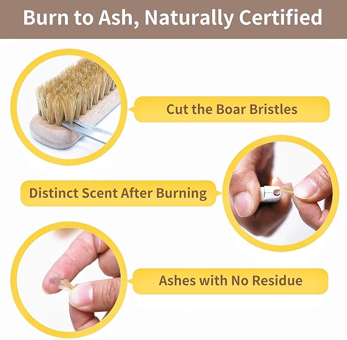 Wood Laundry Stain Brush with Boar Bristle, Tough Stain Remover for Delicate Fabric, Cotton, Linens, and Shoes, Laundry Scrub Brush for Fresh and Clean Fabric