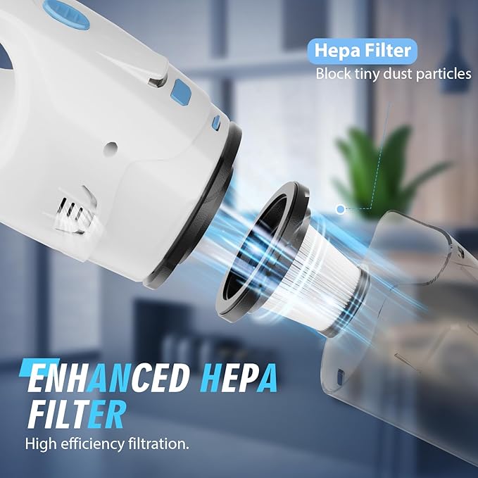FUOAYOC Handheld Vacuum Cordless, 6KPA Strong Suction & 25 Mins Runtime, 1.6lbs Lightweight Hand Vacuum Cordless Rechargeable with HEPA Filter/LED Light/Multi-Accessories,for Home/Car/Office Cleaning