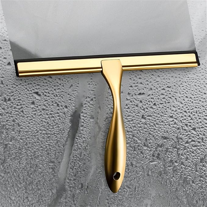 10inch T Shape Water Squeegee for Cars,Bathroom,Glasses or The top of Kitchen Range stailess Steel Gold Finish