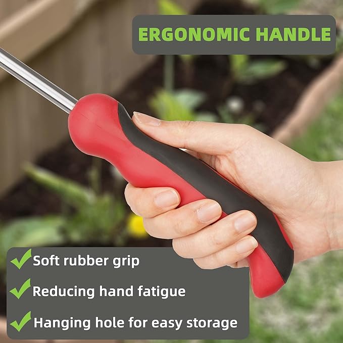 Weed Puller Tool, Dandelion Weeder Puller Tool with Soft Handle, Two-Pronged Fork Weed Remover Tool for Easy Weed Removal, Stainless Steel Garden Weeder Tool for Lawn Farmland Gardening Tools