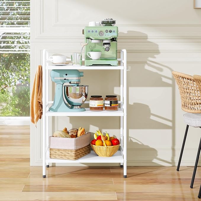 HDANI Storage Shelves, 3-Tier Metal Storage Rack with Shelf,Shelf Organizer,Garage Standing Shelving Unit for Laundry,Bathroom,Kitchen,Pantry,Closet,23.6''W X 13.8''D X 36.2 H'',White