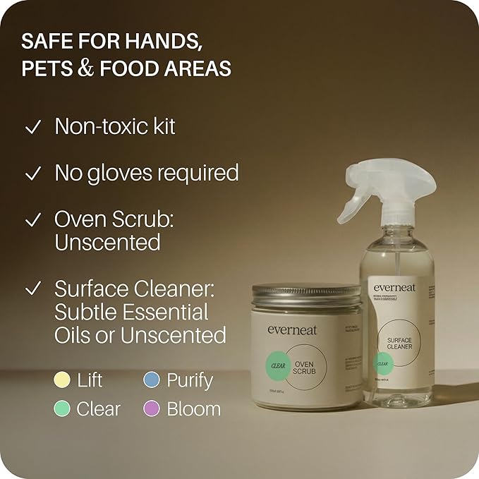 Oven Cleaning Kit: Natural Oven Cleaner and Kitchen Cleaner | Heavy Duty Oven Cleaner & Oven Rack Cleaner Kit | Fume-free & Safe to Clean All Ovens (Unscented) | Refillable Plastic Jar & Bottle