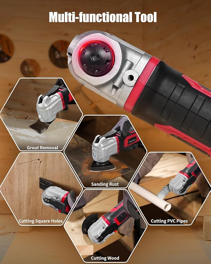 AVID POWER Cordless Oscillating Tool 20V Battery Powered Oscillating Multitool with 2.8° Oscillation Angle, Variable Speed Oscillating Saw w/ 31Pcs Accessories for Scraping/Cutting & Sanding