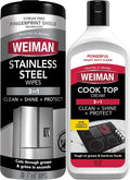 Weiman Heavy Duty Cooktop Polish & Stainless Steel Wipes - Powerful Appliance Kitchen Cleaning Kit - Packaging May Vary