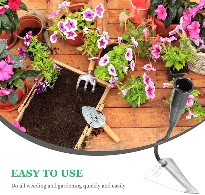 DOITOOL Triangle Hoe 12.4 Inch Manual Garden Cultivator with Sturdy Iron Head for Soil Digging Weeding and Manuring in Home Lawn and Farm Care