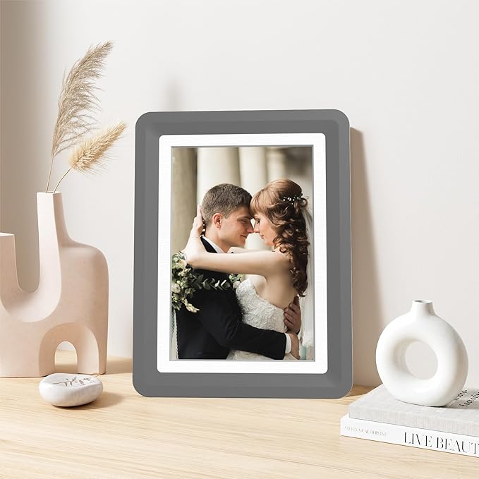 5x7 Picture Frame, Clear Acrylic Photo Frame with White Mat for 4x6 Photos, One-Piece Shatterproof Tool-Free Design, UV-Resistant Waterproof Tabletop Frame for Home Office Decor with 10-Year Warranty