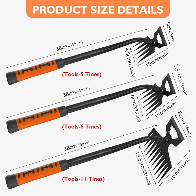 2025 New Weed Remover Tool, Multifunctional Hand Weeder Tool, Portable Garden Weeding Tools, Weeding Artifact Uprooting Weeding Tool for Yard and Garden (11 Tines)