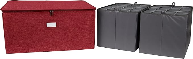 Covermates Keepsakes - Adjustable Zip-Top Storage Box - Configurable FlexGrid Compartments - Heavy Duty Polyester- Reinforced Handles - Stackable Design - Indoor Storage, Red Heather