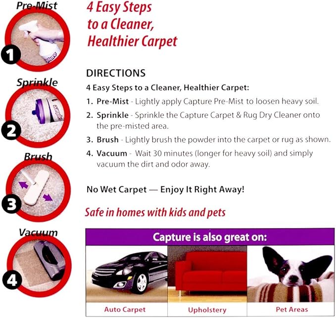 Capture Carpet Total Care Kit 400 & Pre-Mist Soil Release for Carpet Dry Cleaner, Carpet Cleaning Pre Spray (2 Pack) - Bundle