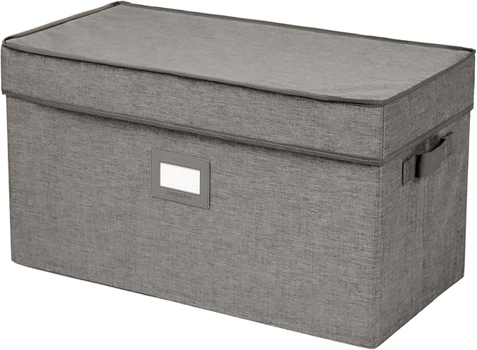 Covermates Keepsakes - Storage Box - Heavy Duty Polyester - Reinforced Handles - ID Window - Indoor Storage - Closet Storage, Grey Heather