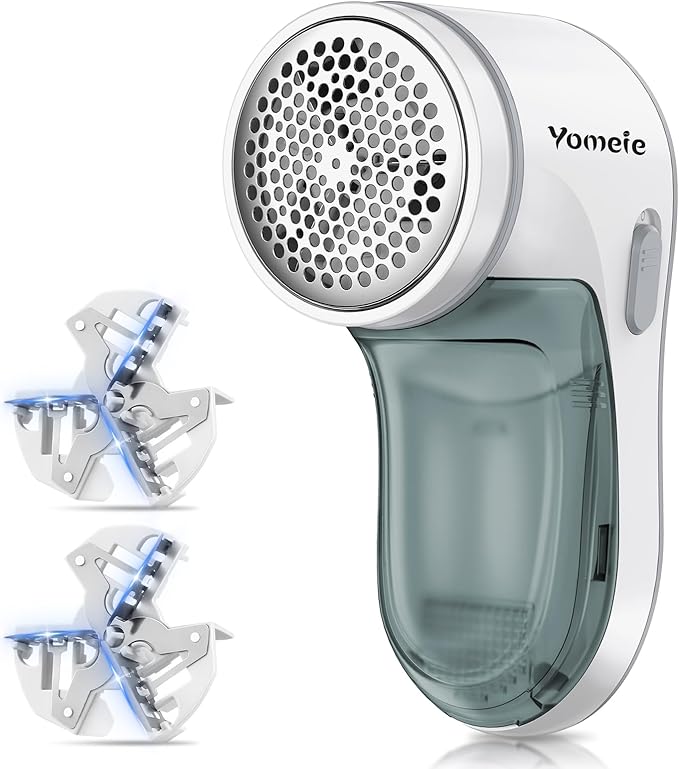Fabric Shaver, Electric Lint Remover for Clothes, Lint Shaver for Clothing, Sweater Shaver with 2 Replaceable Stainless Steel Blades, Effectively Remove Couch Pills, Lint, Fuzz -Battery Operated