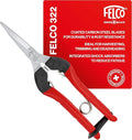 Felco F322 Pruning Snips – 9.84" Garden Clippers with Curved Blade & Rounded Tip | Pruning Shears for Gardening | Garden Snips and Pruners with Carbon Steel Blade, Sap Groove