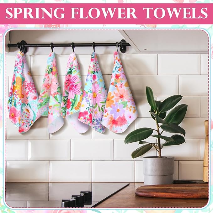 36 Pack Bright Flowers Reusable Cleaning Cloths Washable Cotton Kitchen Towels for Home (Nitid Color)