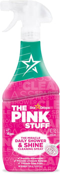 The Pink Stuff Miracle Daily Shower & Shine Spray – 30oz Bathroom Cleaner for Glass, Tile, Mirrors & Chrome – Prevents Soap Scum & Watermarks – No Rinse Spray & Leave Formula