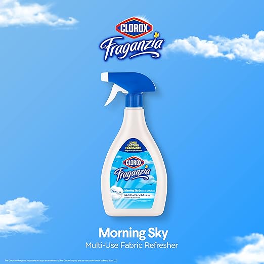 Clorox Fraganzia Refresher Spray, Morning Sky Scent - Multi-Use Fabric & Linen Freshener Spray - Odor Eliminator for Home, Upholstery, Bedding, Curtains, Room, 22 Fl Oz