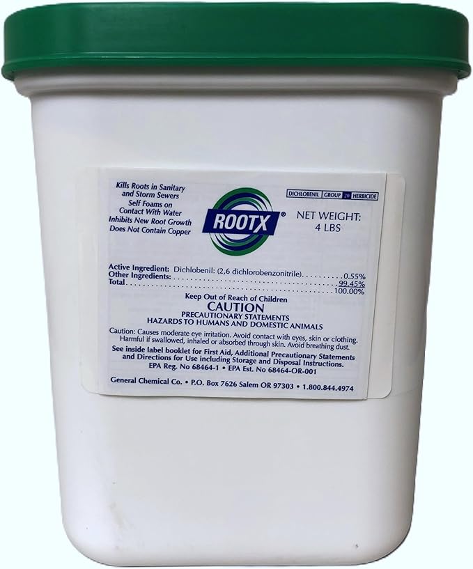 ROOTX - 4LB. JAR with Funnel/APPLICATOR Foaming Root Control for Sewer Lines and Septic Systems