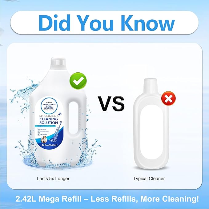 Floor Cleaning Solution, 82 Fl Oz , Deep Cleans for Multiple Hard Floors, Compatible with Tineco S3/S5/S7 Pro & iFloor 3/5 (No Steam), Deep Deodorization Pet-Friendly, Stain-Busting & Fresh-Scented