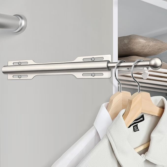 FIRJOY 12" Valet Rod for Closet Pull Out (1 Pack, Brushed Nickel)