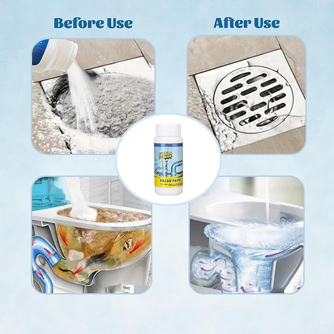 Powerful Sink and Drain Cleaner for Clogged Pipes, Kitchen, Bathroom and Shower (2PCS)