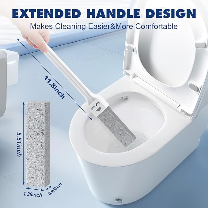 Navona 12 Pack Pumice Stone Toilet Bowl Cleaner with Extra Long Handle, Pumice Stone Scouring Stick for Toilets, Bathrooms, Kitchens, Spas and Pools