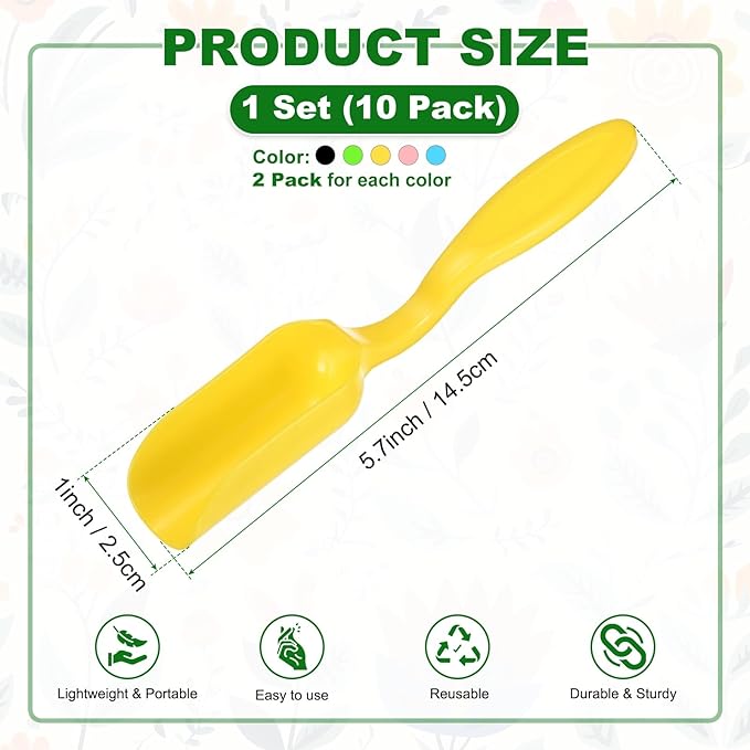 10-Pack Mini Gardening Shovel Spoons, Plastic Garden Soil Scoops for Cultivation Digging Transplanting/Flower Planting/Plant Succulent, Colorful Small Gardening Tools [Multicolor]