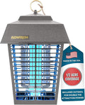 Flowtron Electric Bug Zapper 1/2 Acre Outdoor Insect Control with Dual Lure Method, 15W UV Light & Octenol Attractant for Fly & Mosquito, 5600V Kill Grid, Made in USA, UL Certified - Grey Color