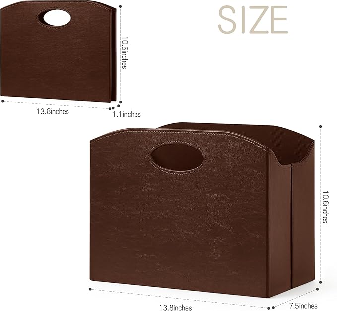 Magazine Rack Floor foldable Magazine Holders Basket Organizer Newspaper Storage Bin Organizer for Home Document File Holder brown