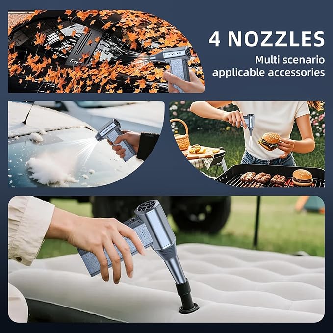 Cordless Compressed Air Duster, 150000RPM Super Power Electric Air Duster, 3-Gear Adjustable Mini Air Blower for Computer, Keyboard, Outdoor, House and Car Cleaning (Silvery)