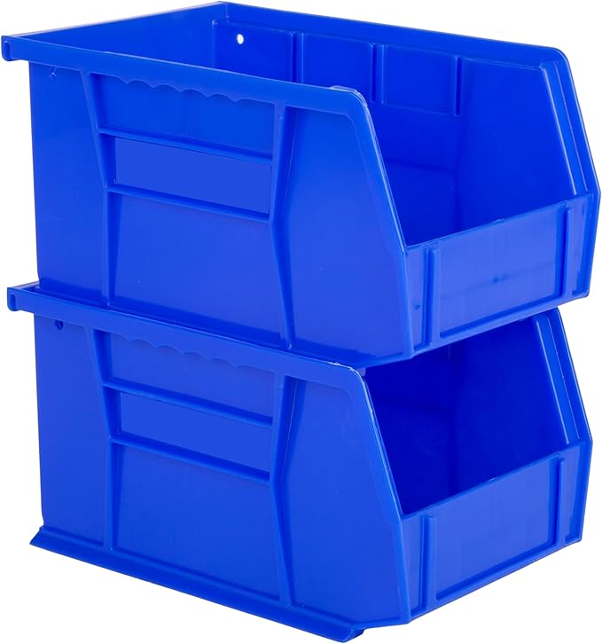 Hudson Exchange 9-1/2" x 6" x 5" Plastic Stackable Storage Bin and Hanging Container (Blue, 1 Pack)