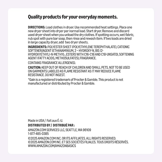 Amazon Basics Dryer Sheets, Blooming Lavender, Laundry Fabric Softener, 160 Count