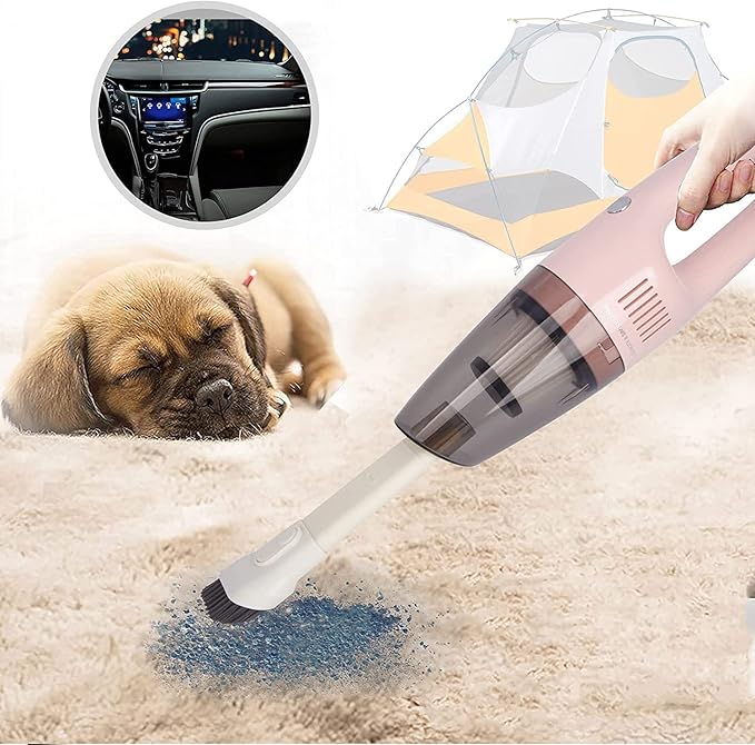 Portable Handheld Vacuum Cleaner Cordless, Cleaner for Dirt Home Pet Hair, Car Interior Dust, Power Suction Lightweight Stylish Hand Vacuum (Pink)
